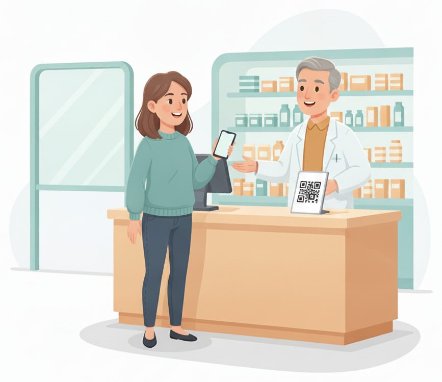Pharmacies scene: Drop off from the QR.